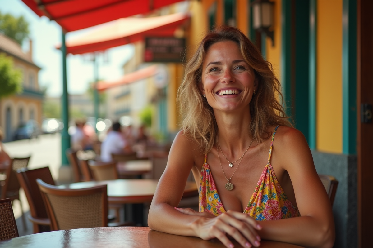 Femme brésilienne détendue dans un café de Salvador