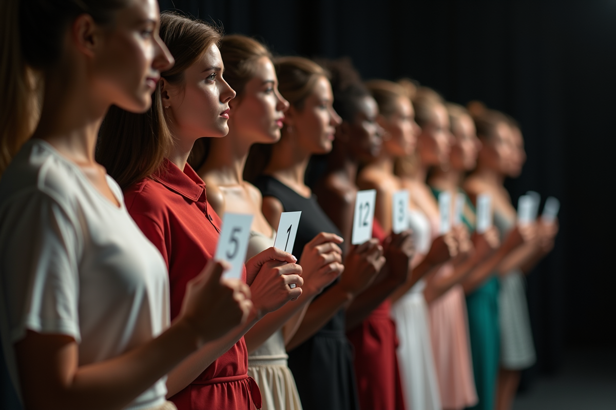 Groupe de models en backstage en attente