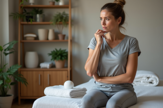 Femme en relaxation après massage dans un centre bien-être