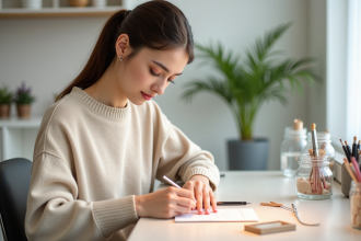 Jeune femme en soin des ongles dans un salon moderne