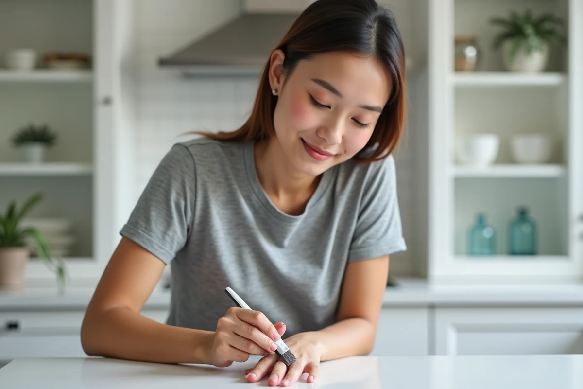 Femme utilisant une lime électrique Lidl pour se limer les ongles avec une bande abrasive adaptée