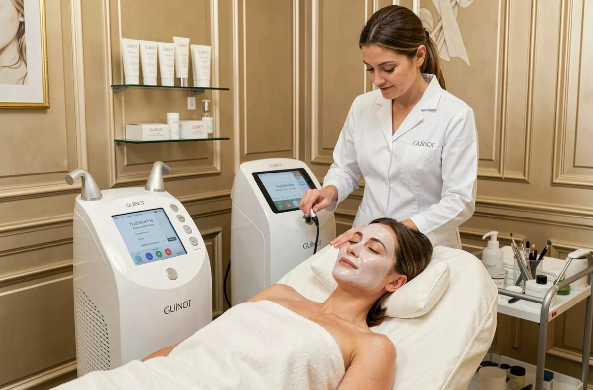 Soin visage professionnel avec équipement Guinot dans l'institut haut de gamme du 6e arrondissement de Lyon