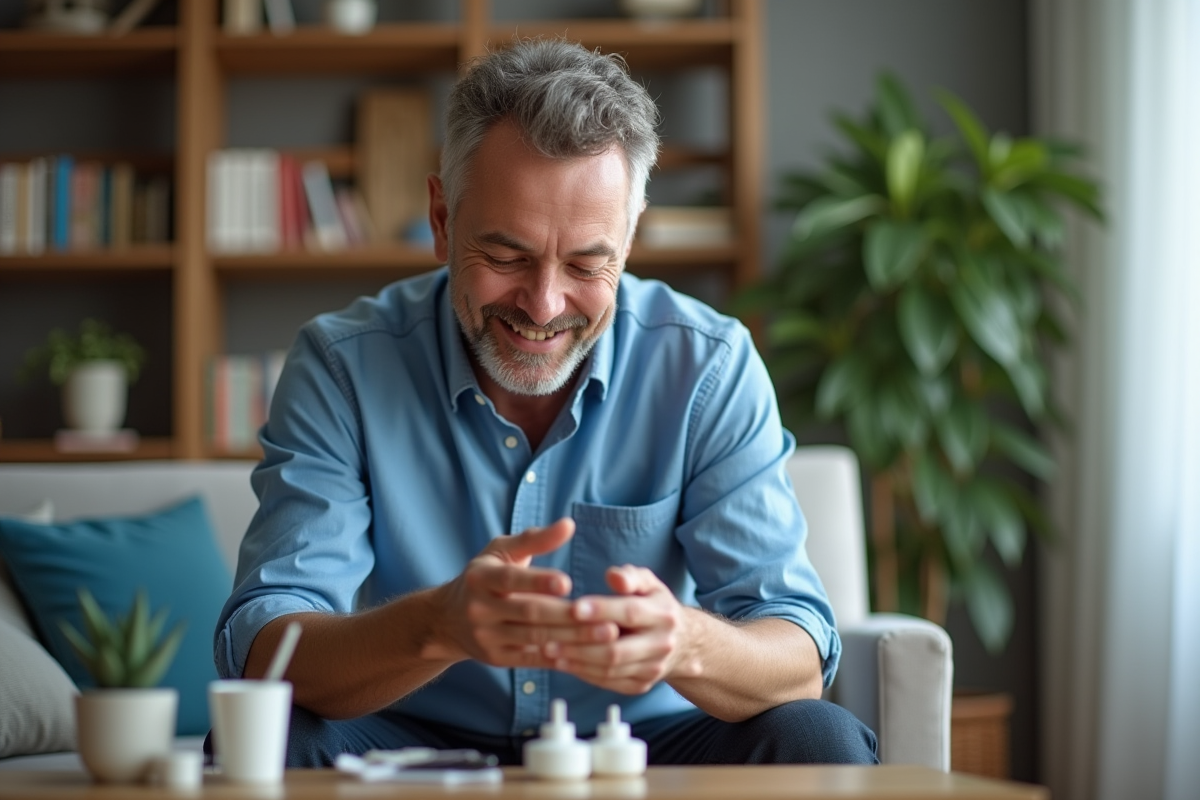 Homme se faisant une manucure à la maison