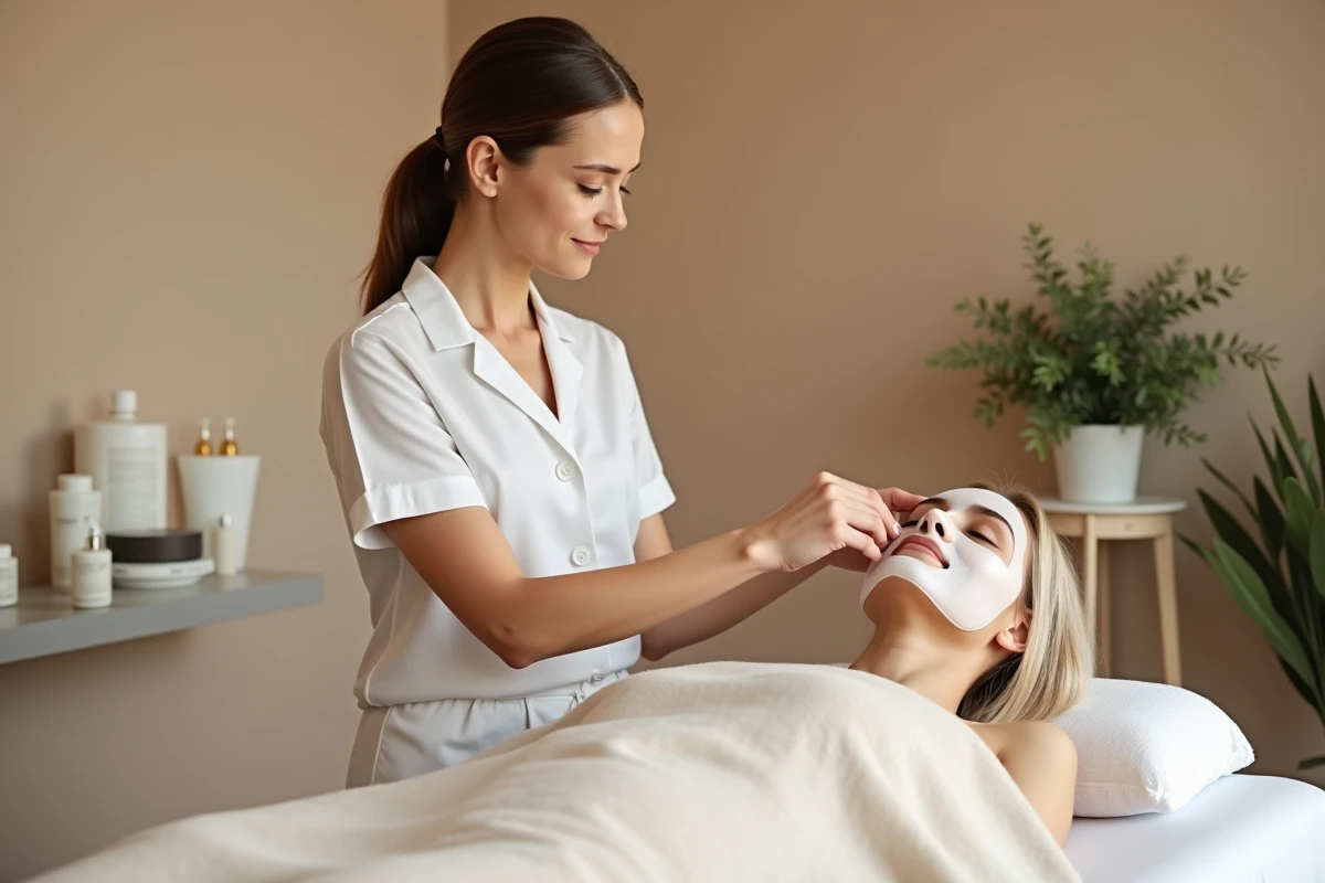 Soin visage et traitement bien-être dans une cabine de spa à Paris Caulaincourt